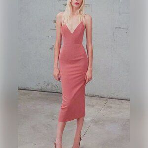 Alex Perry V-Neck Stretch Crepe Midi Dress